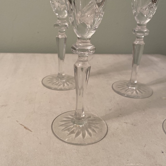 Crystal Champagne glasses set  with gold trim